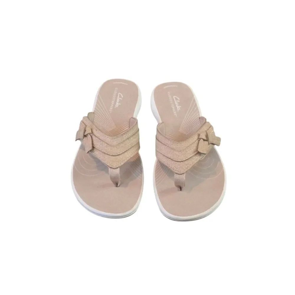 Clarks Cloudsteppers Breeze Dahlia Beige Flip-Flop Sandal Size 6M